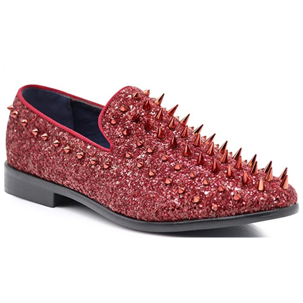 Men's Vintage Spike Dress Loafers Slip On Fashion Shoes Classic Tuxedo Dress Sho